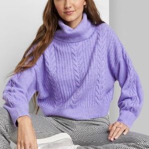 Wild Fable Purple Cropped Turtleneck Sweater